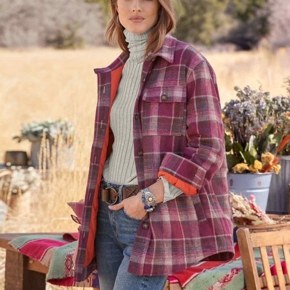 Sundance Jackets & Coats Nwt Sundance Prima Plaid Coatraspberry